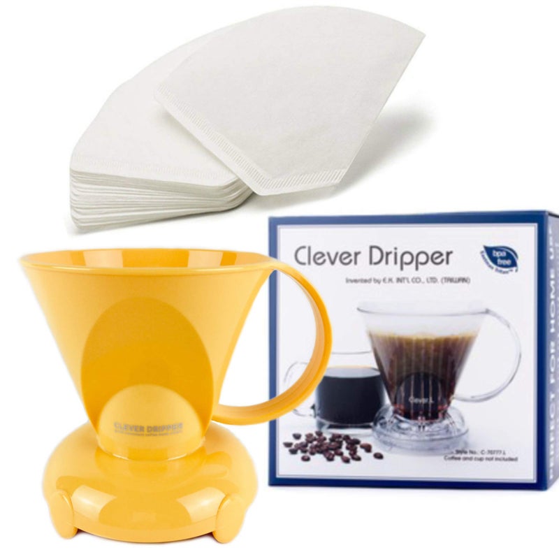 clever NEW Clever Yellow Coffee Dripper Coffee Maker Safe BPA Free Plastic Hassle-Free Ways Make Manual Pour Over Coffee & Cold Brew, 18 Fl Oz. - Image 5